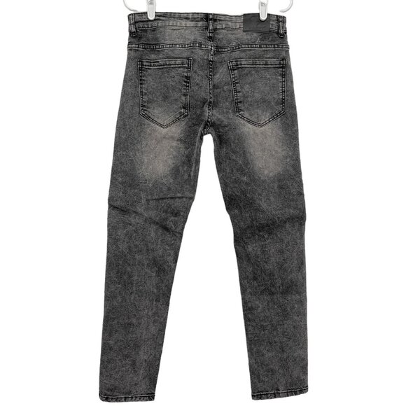 RESET Men's Splatter Skinny Mid Rise Stretch Grey Denim Jeans Size 30x30 - Picture 2 of 10